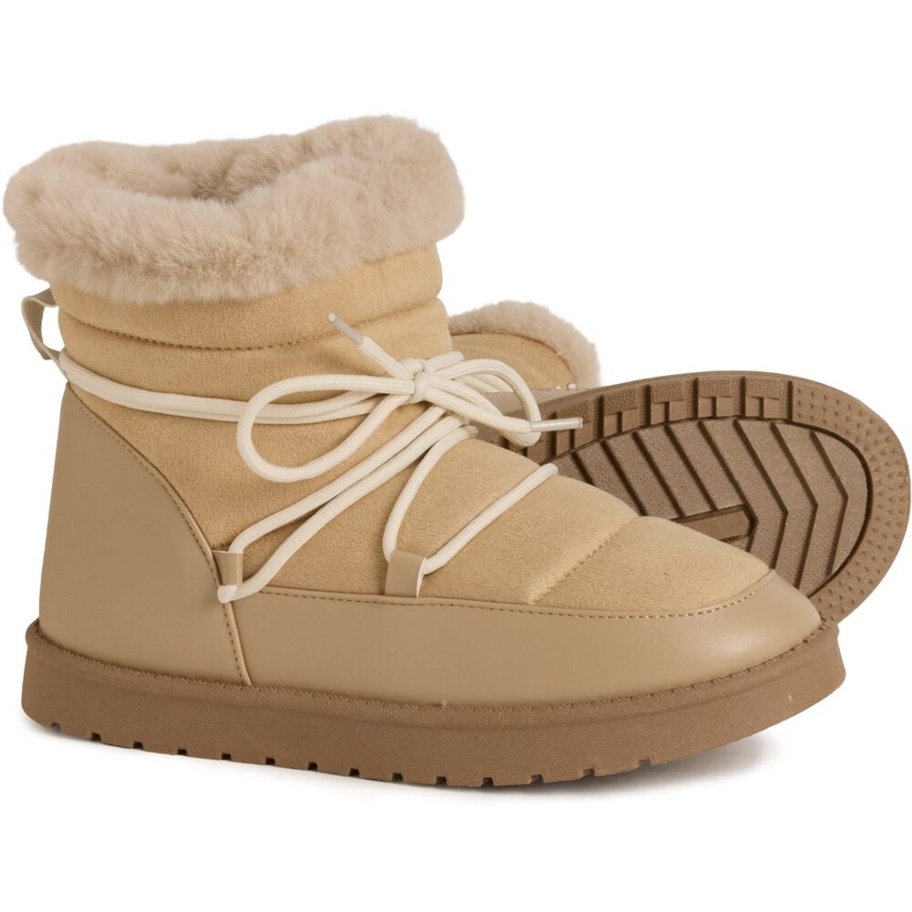 NEW Aspen Puffy Faux-Shearling Lace Boots in sand for women 1125 2s7 - Picture 2 of 6